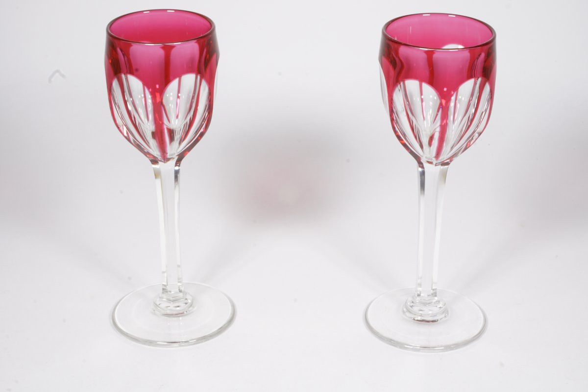 Paire de verres à vin, porto cristal Baccarat, Saint Louis ?-photo-2