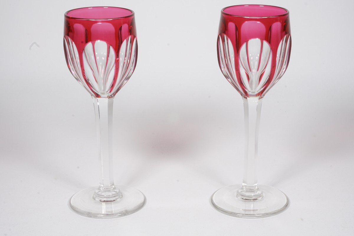 Paire de verres à vin, porto cristal Baccarat, Saint Louis ?