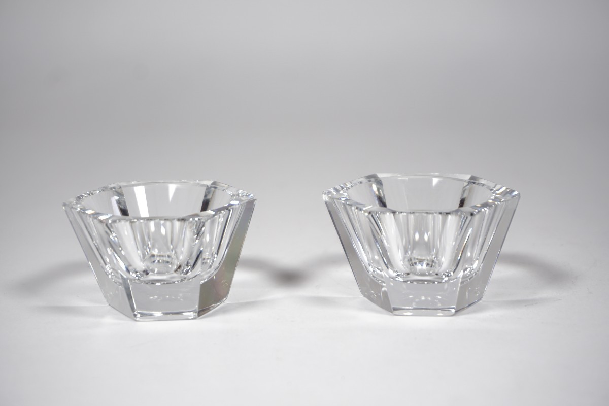 paire salière poivrière, salerons cristal Baccarat Missouri Talleyrand