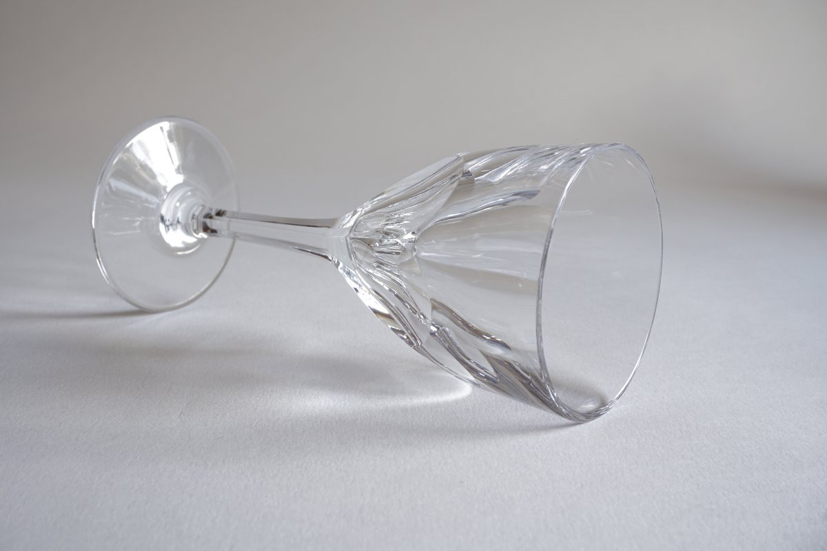 6 Large Saint Louis Bristol Crystal Wine Glasses-photo-2