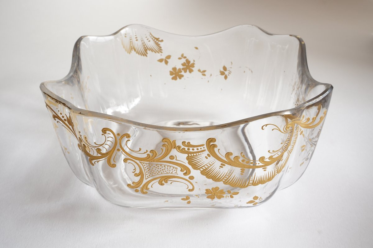 Jatte, saladier, coupe cristal Baccarat doré-photo-2