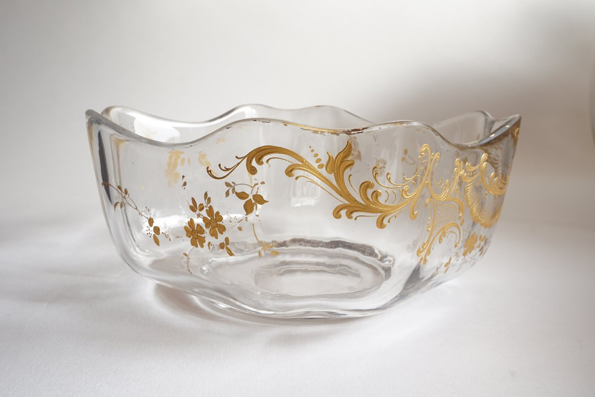 Jatte, saladier, coupe cristal Baccarat doré-photo-4