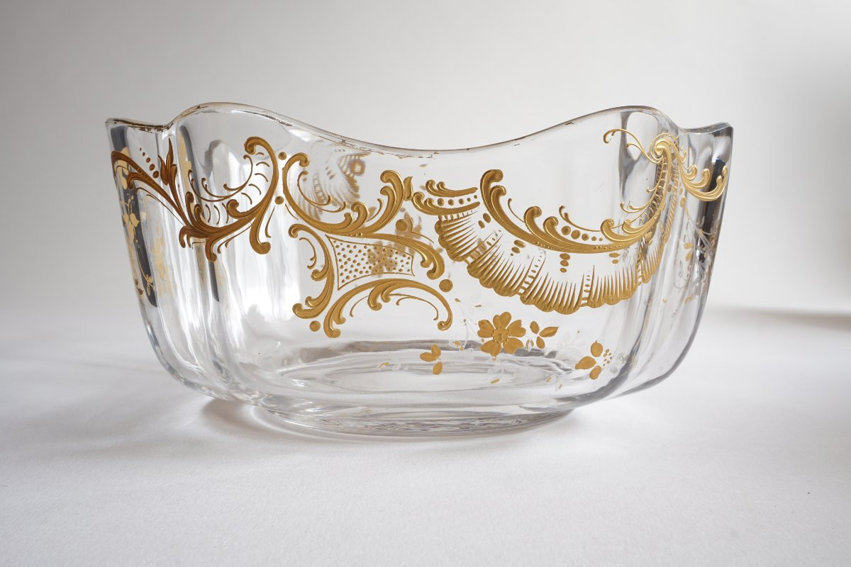 Jatte, saladier, coupe cristal Baccarat doré-photo-2