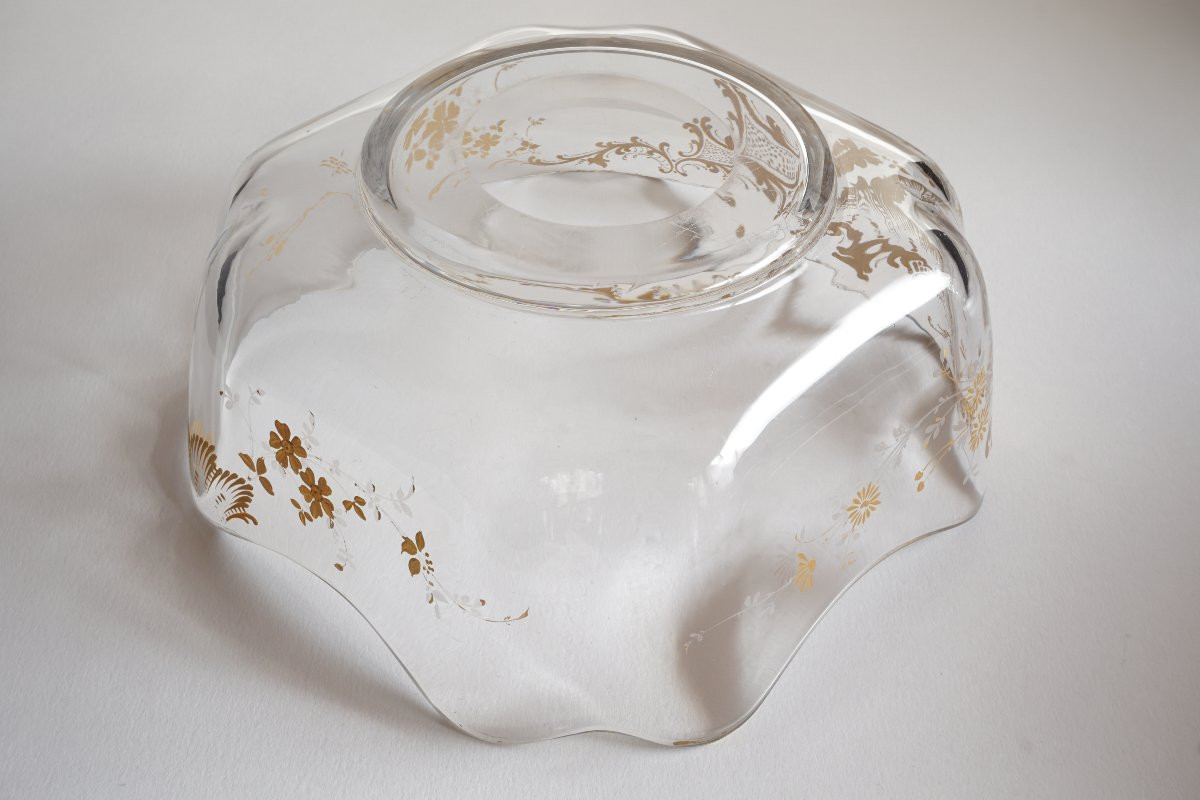 Jatte, saladier, coupe cristal Baccarat doré-photo-5