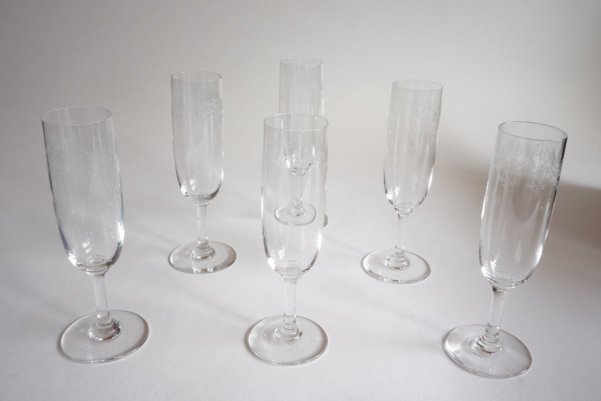 Coffret de 6 flutes à champagne cristal Baccarat Sévigné-photo-2