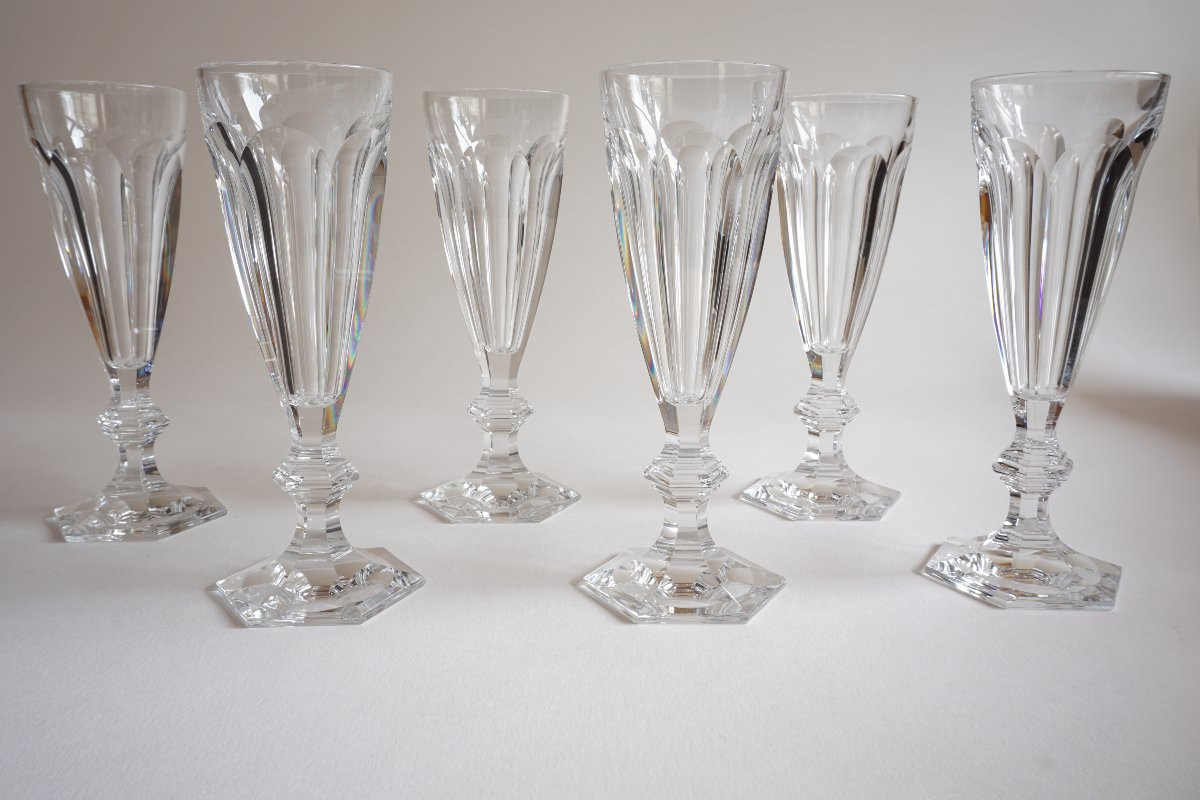 Série de 6 flutes à champagne cristal Baccarat Harcourt-photo-2