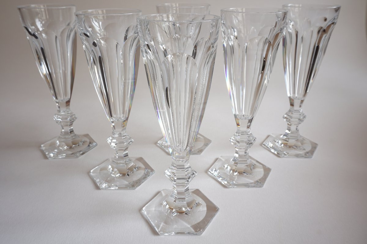 Série de 6 flutes à champagne cristal Baccarat Harcourt-photo-2