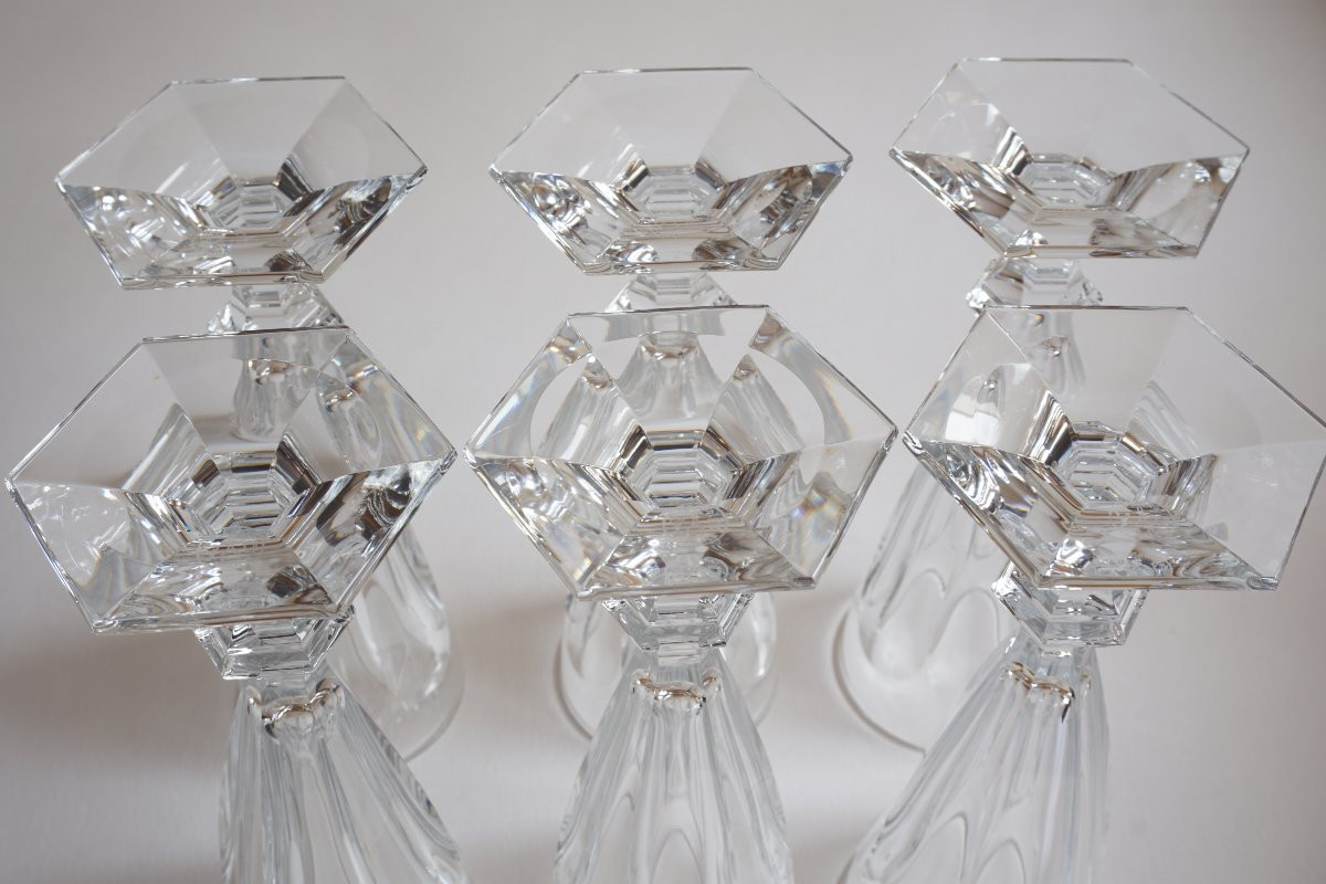 Série de 6 flutes à champagne cristal Baccarat Harcourt-photo-6