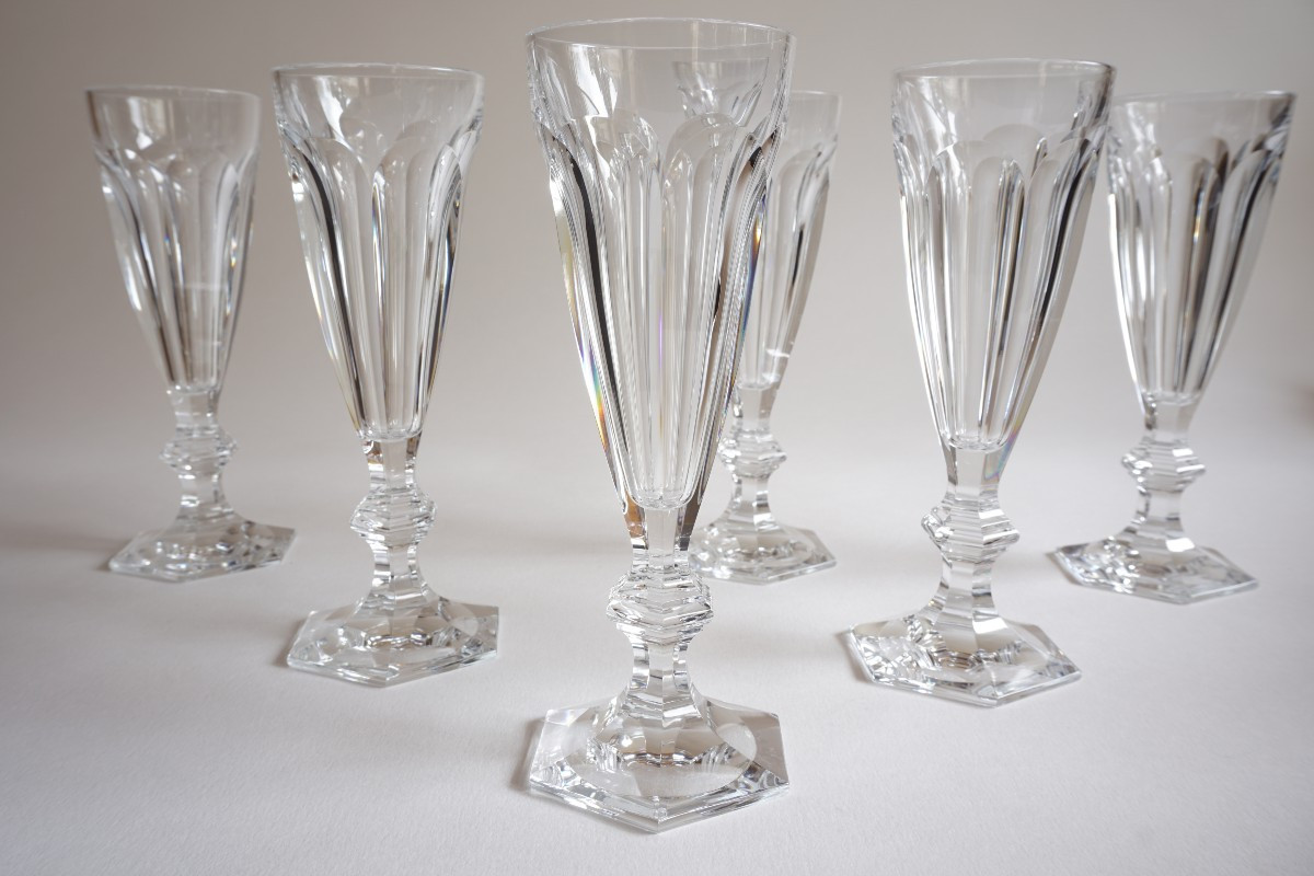 Série de 6 flutes à champagne cristal Baccarat Harcourt