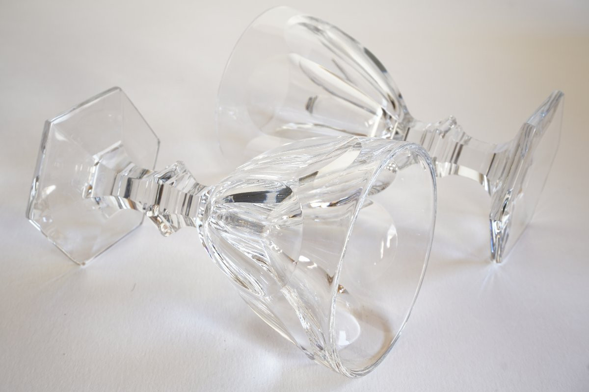 2 Large Baccarat Harcourt Crystal Wine Glasses-photo-3