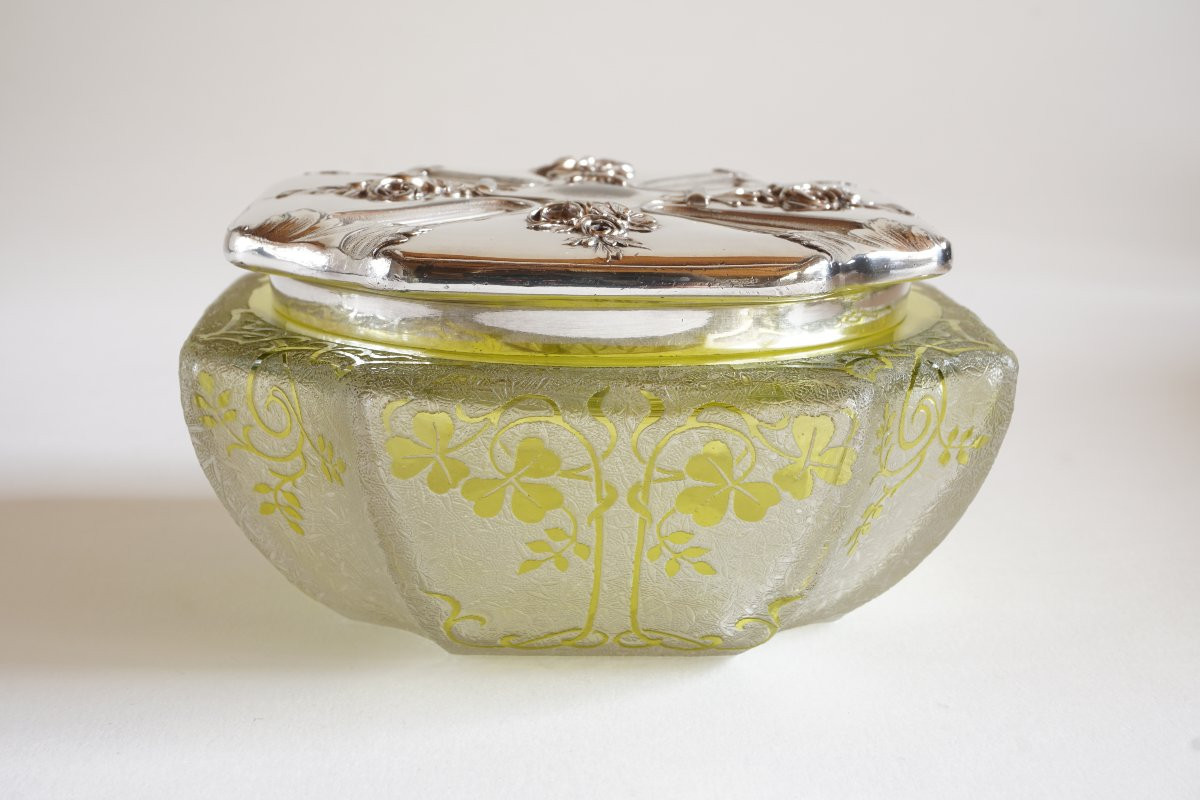 Boite, bonbonnière cristal Baccarat et Gallia Christofle-photo-1