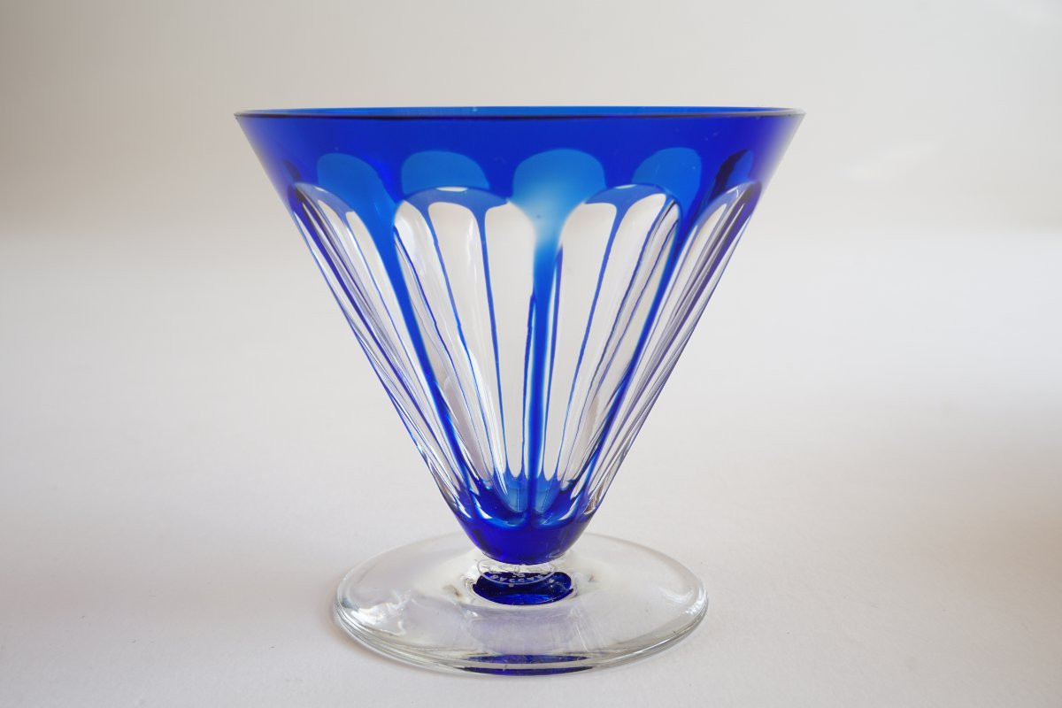 Baccarat Rex Blue Crystal Decanter And 9 Glasses-photo-7