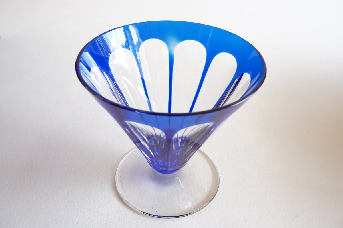 Baccarat Rex Blue Crystal Decanter And 9 Glasses-photo-8