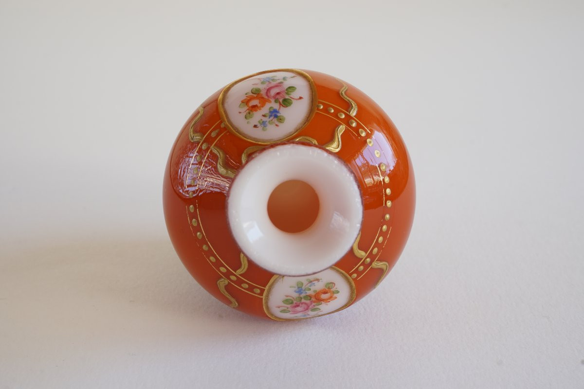  Hand-painted Opaline Overlay Mini Vase Baccarat ?-photo-3