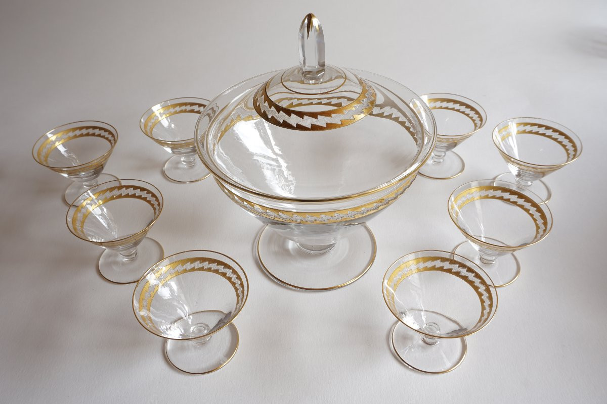 Service à fruits cristal Saint Louis doré-photo-4