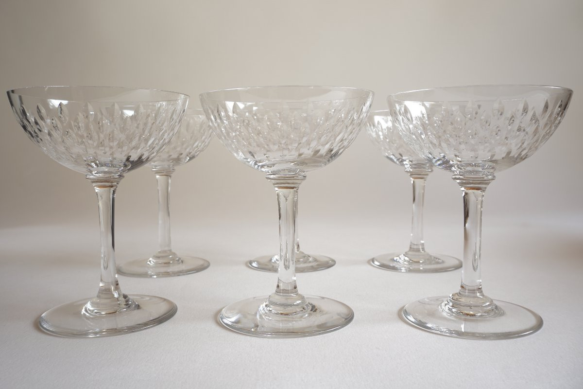 6 coupes à champagne cristal Baccarat modèle Paris-photo-2