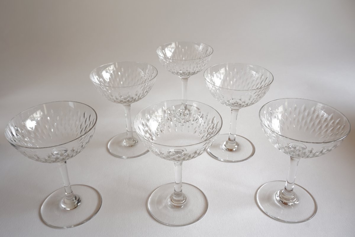 6 coupes à champagne cristal Baccarat modèle Paris-photo-3