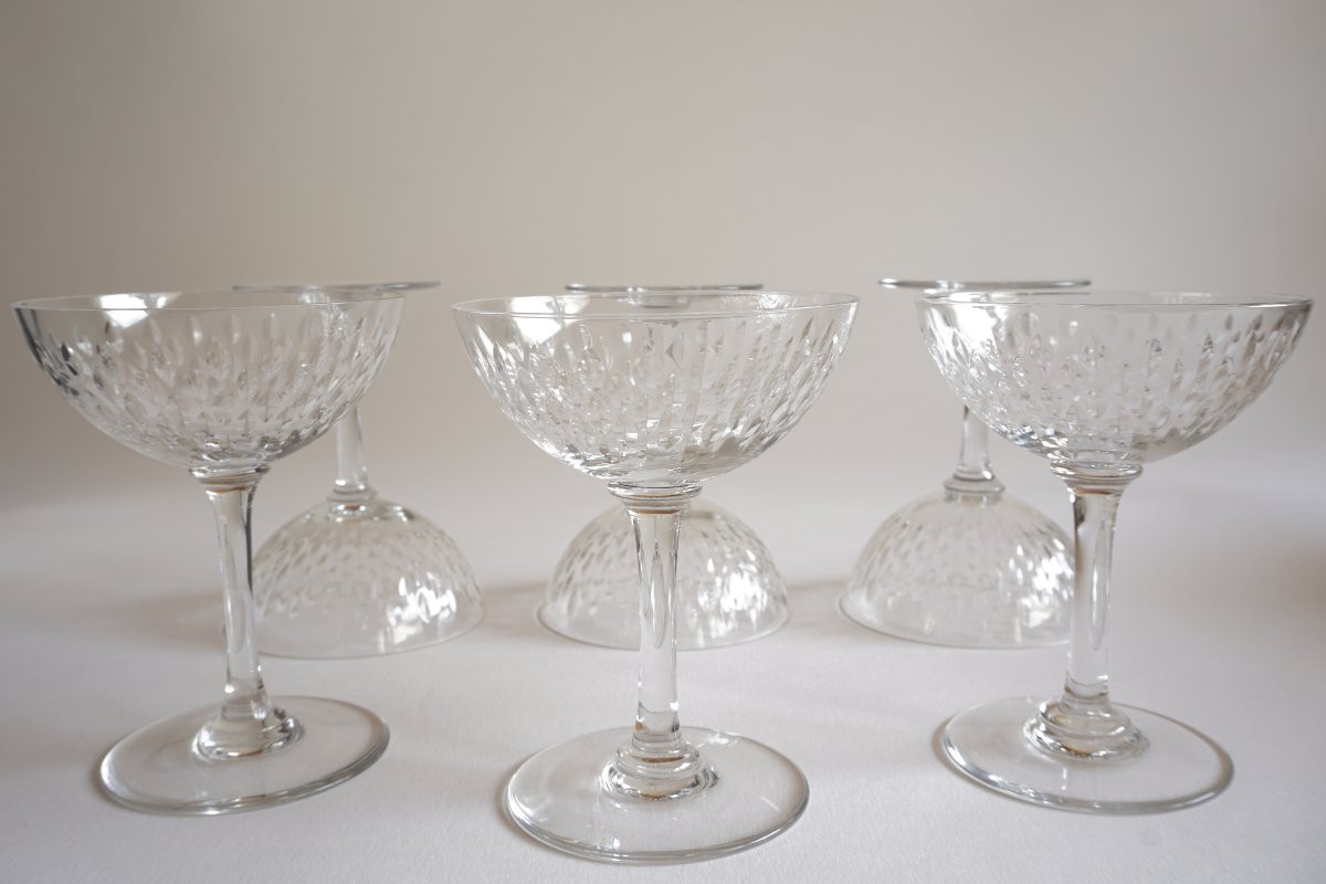 6 coupes à champagne cristal Baccarat modèle Paris-photo-4