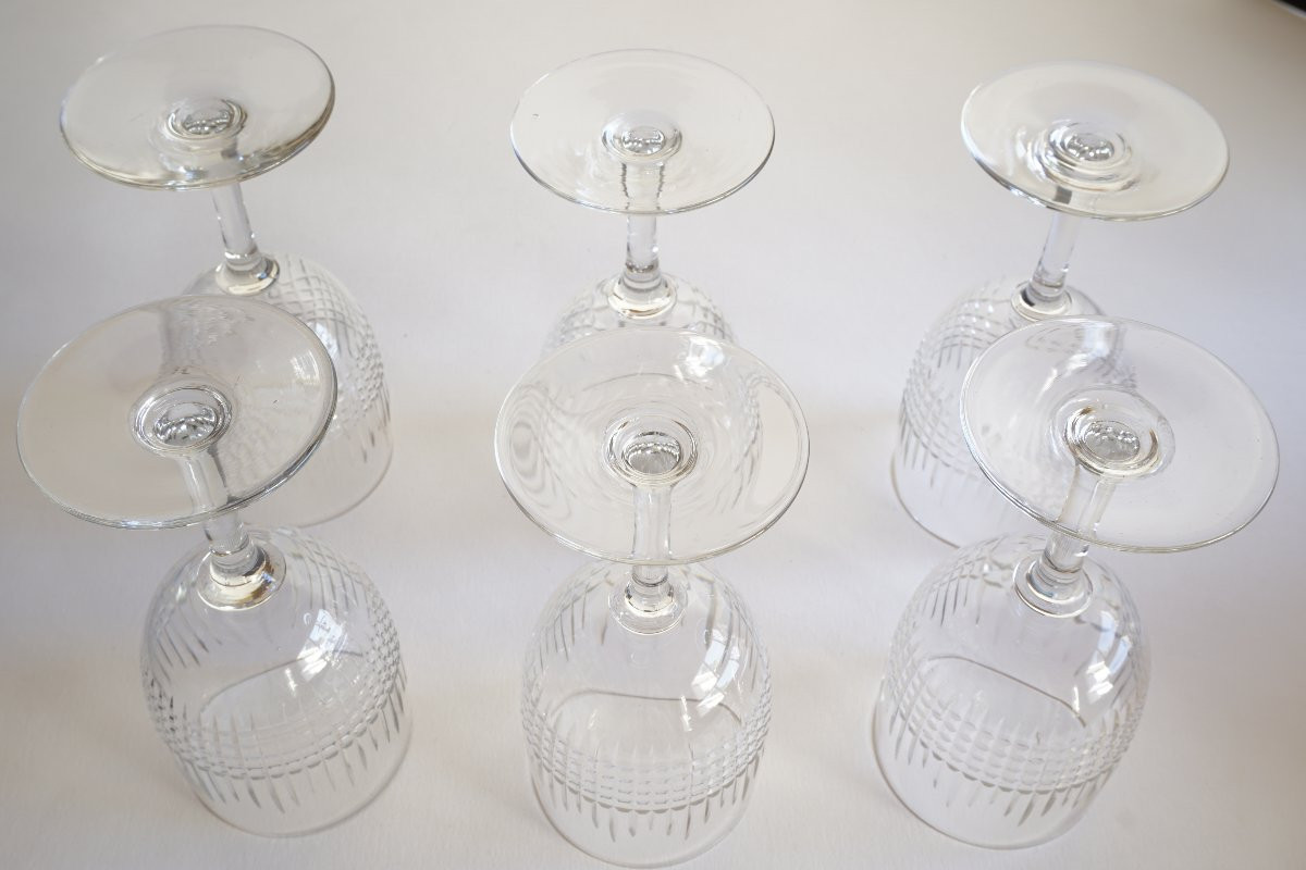 6 Water Glasses N°2 Cristal Baccarat Model Nancy-photo-3