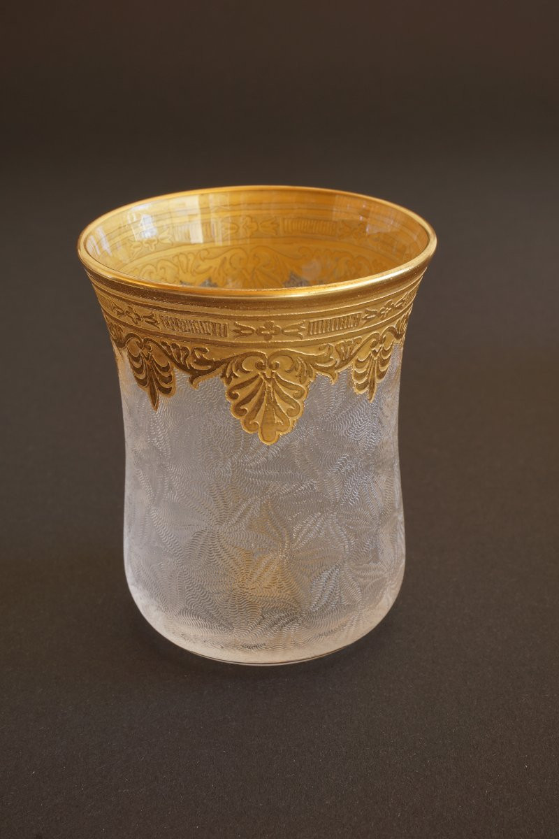 Goblet, Gilded Saint Louis Crystal Glass XIX-photo-1