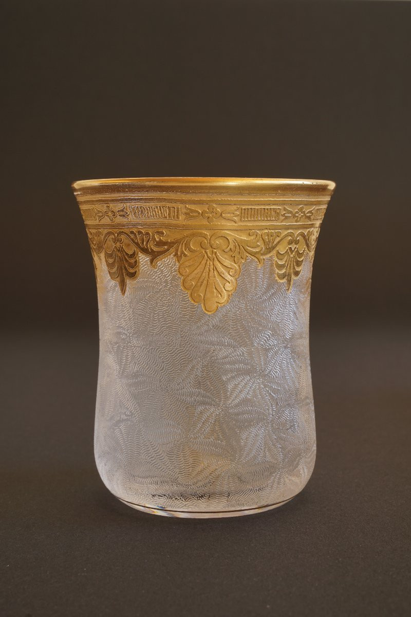 Goblet, Gilded Saint Louis Crystal Glass XIX-photo-3