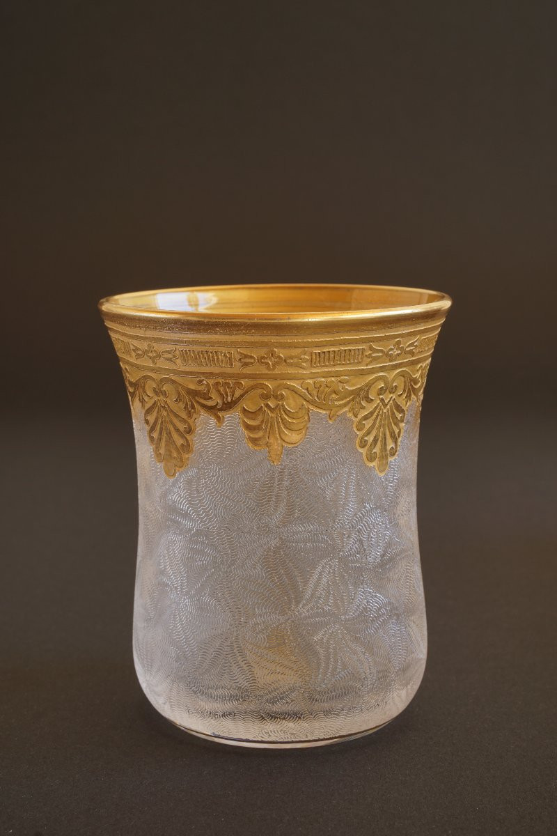 Goblet, Gilded Saint Louis Crystal Glass XIX-photo-4