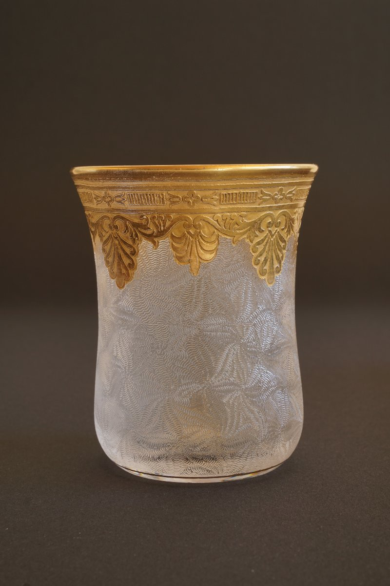 Goblet, Gilded Saint Louis Crystal Glass XIX-photo-5