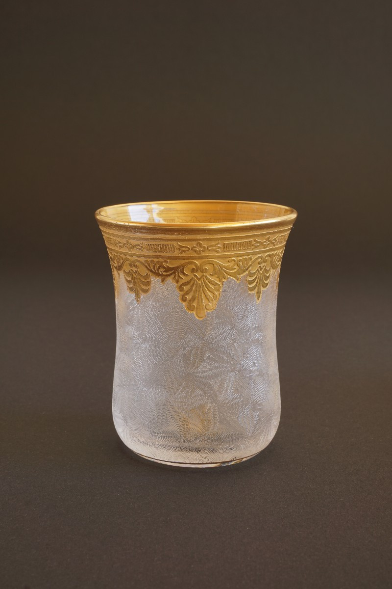 Goblet, Gilded Saint Louis Crystal Glass XIX