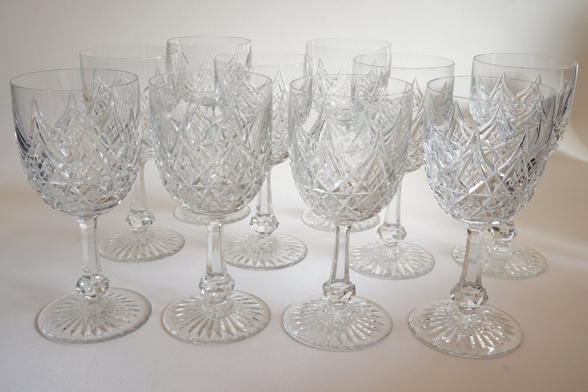 10 Water Glasses N°2 Baccarat Crystal Model Colbert-photo-4