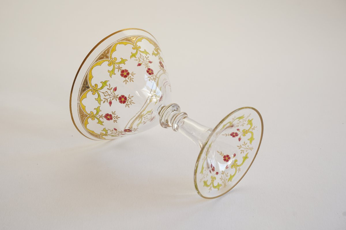 Set Of 36 Gilded And Enamelled Baccarat Crystal Glasses Similar To The Beaune Model-photo-4