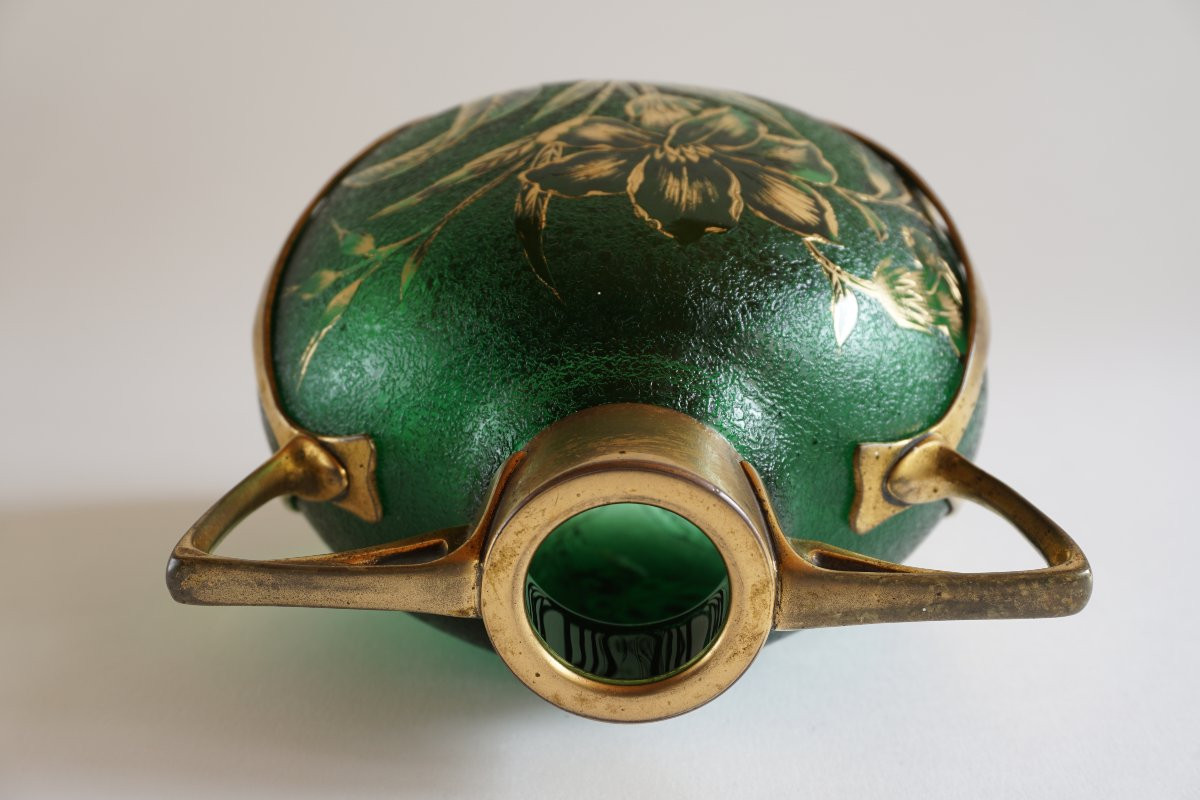 Jugendstil Vase With Gold Frame Carl Deffner Germany-photo-6