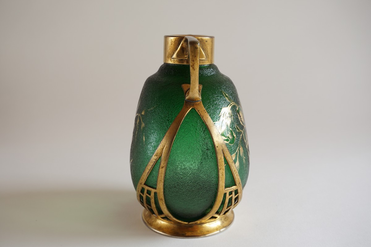 Jugendstil Vase With Gold Frame Carl Deffner Germany-photo-8