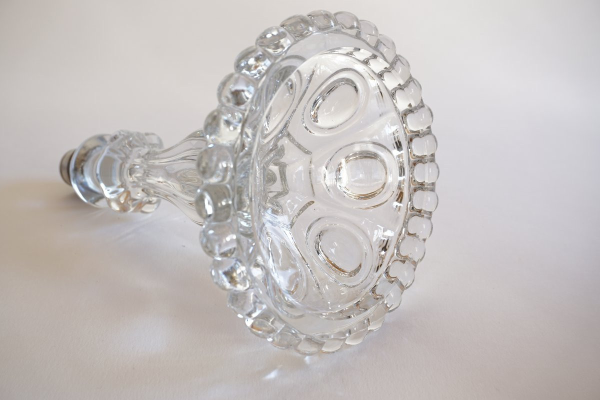 Pair Of Baccarat Crystal Torches, Medallion Model-photo-5