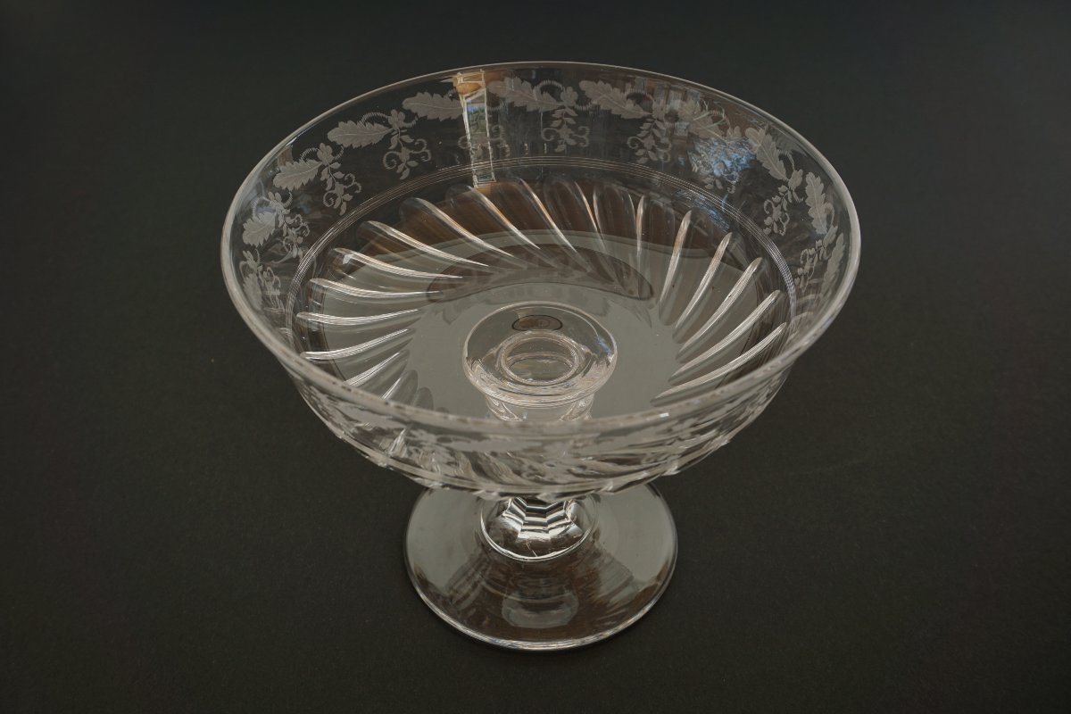 Paire de drageoirs, compotiers couverts  cristal Baccarat Napoléon III-photo-3