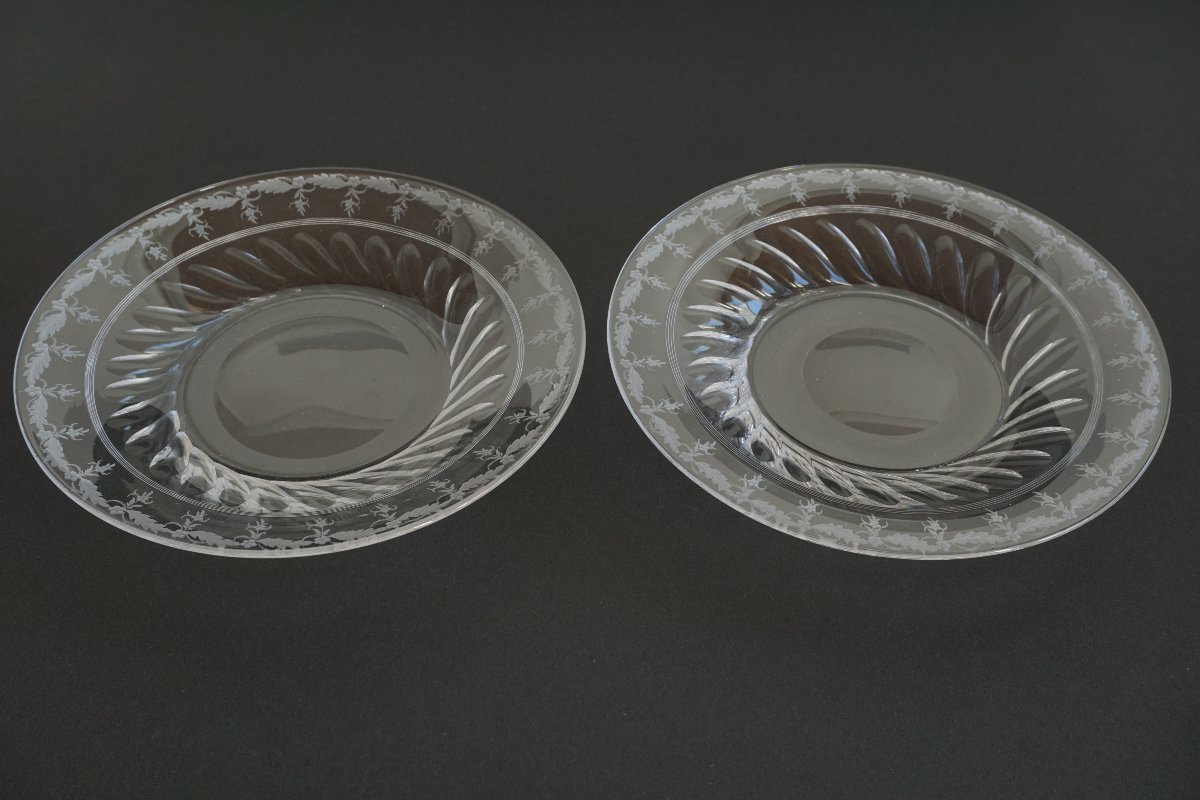 Paire de drageoirs, compotiers couverts  cristal Baccarat Napoléon III-photo-4
