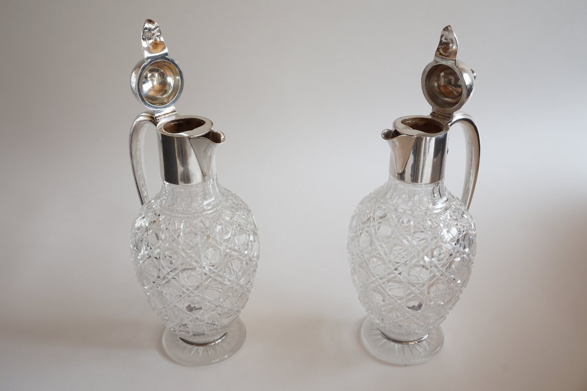 Paire d'aiguières, brocs à vin Baccarat et Christofle-photo-2