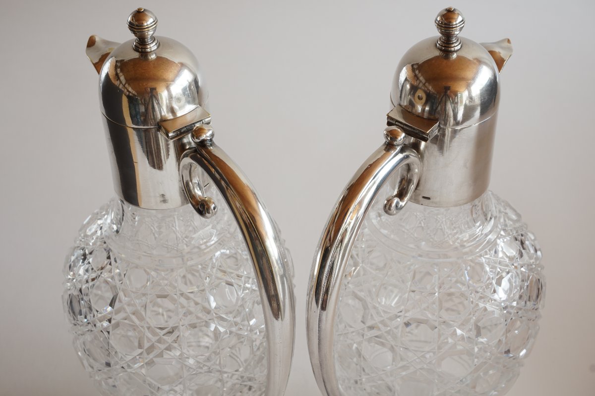 Paire d'aiguières, brocs à vin Baccarat et Christofle-photo-2