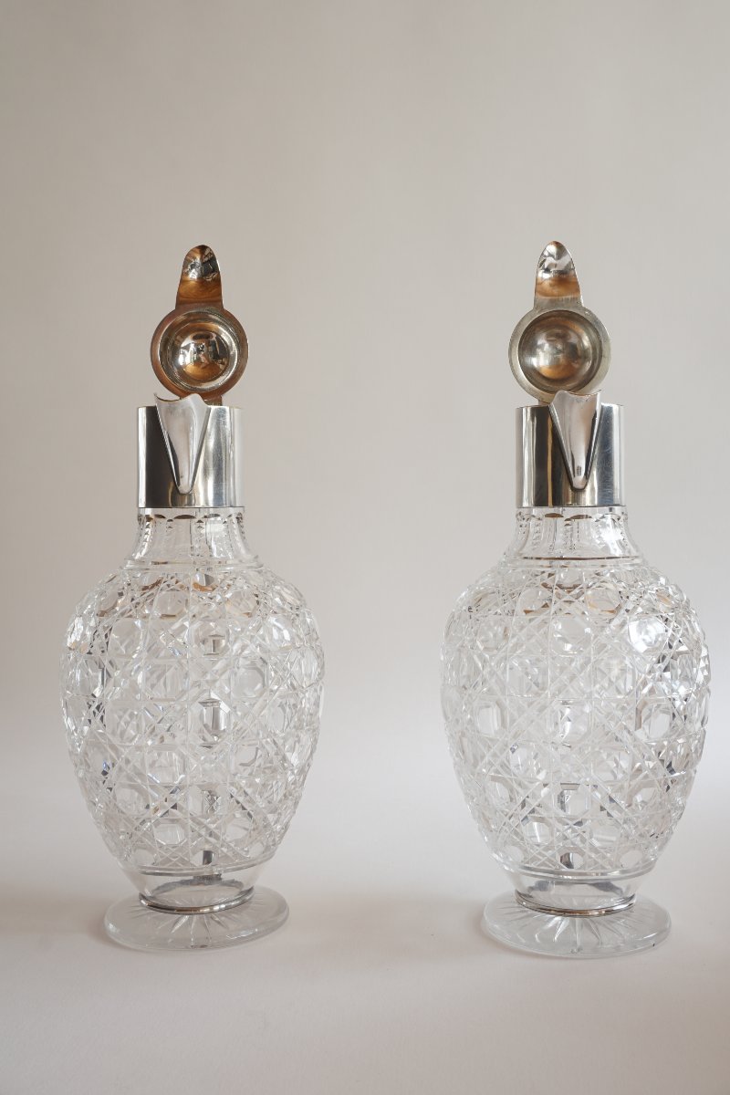 Paire d'aiguières, brocs à vin Baccarat et Christofle-photo-6