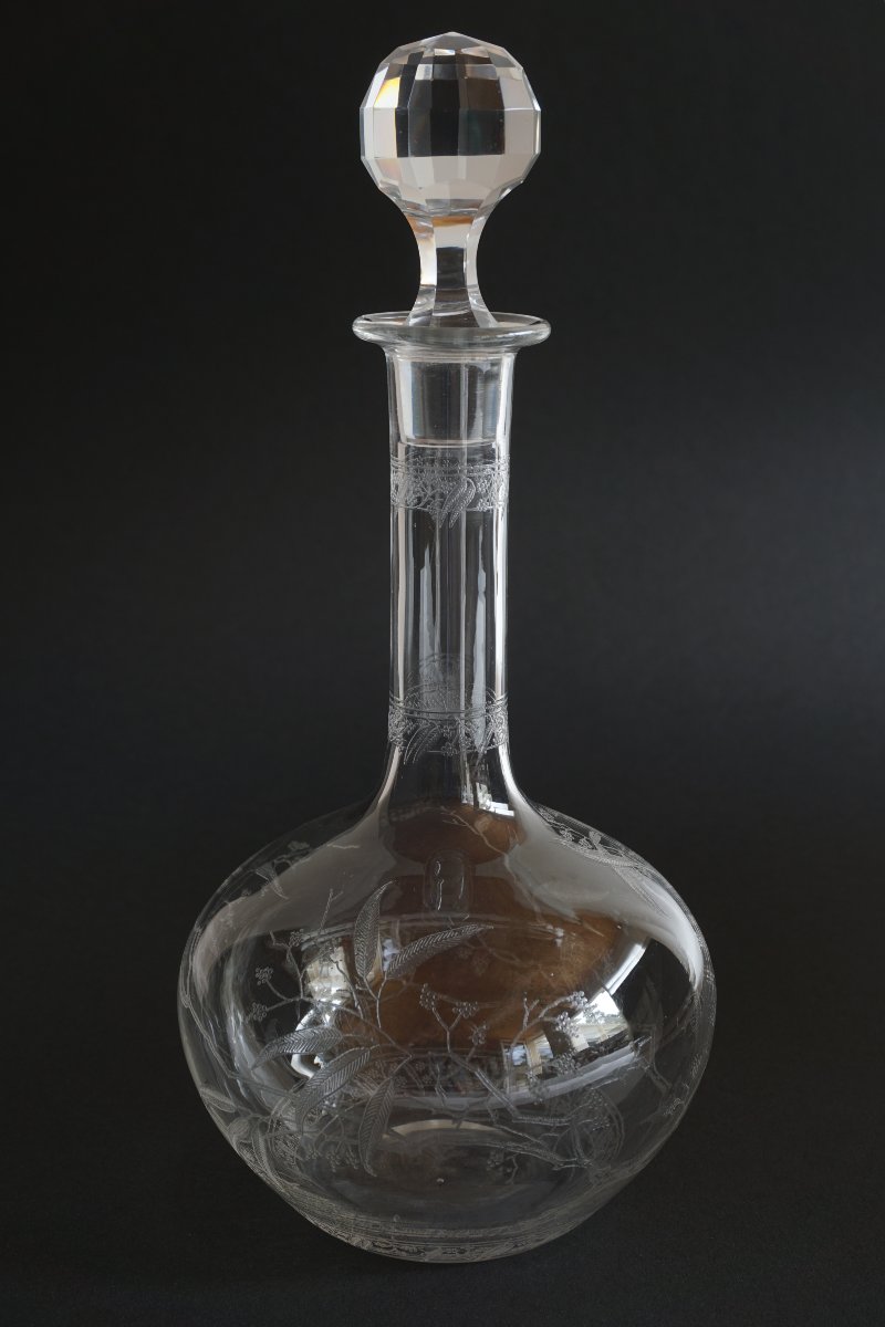 Baccarat Crystal Wine Decanter Engraved Mimosa-photo-2