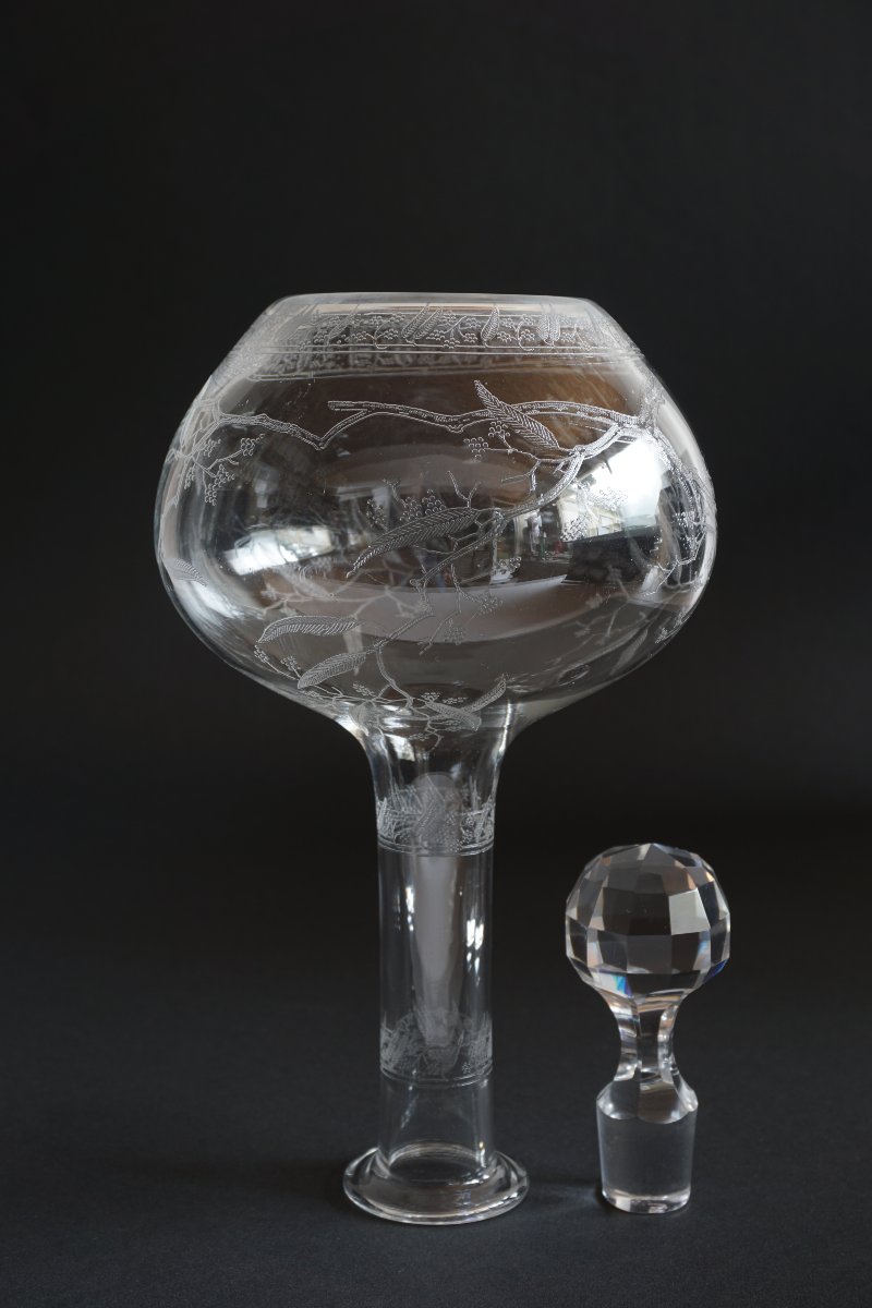 Baccarat Crystal Wine Decanter Engraved Mimosa-photo-4