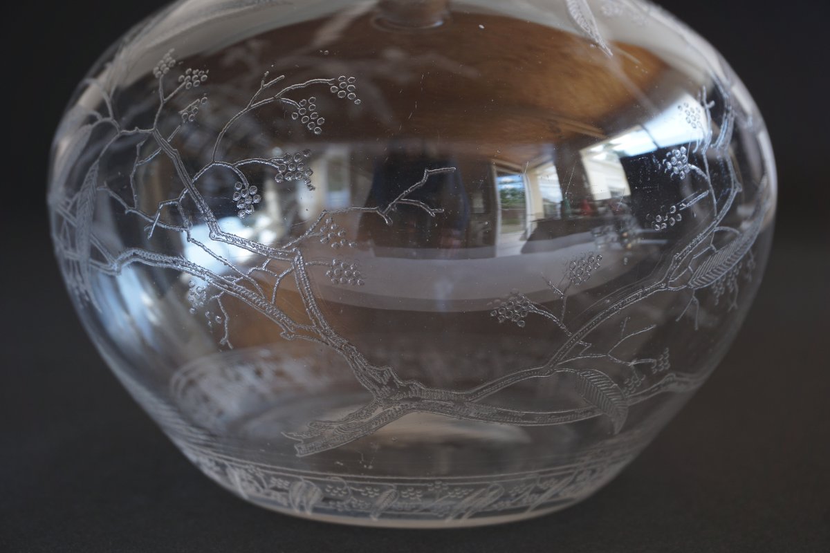 Baccarat Crystal Wine Decanter Engraved Mimosa-photo-4