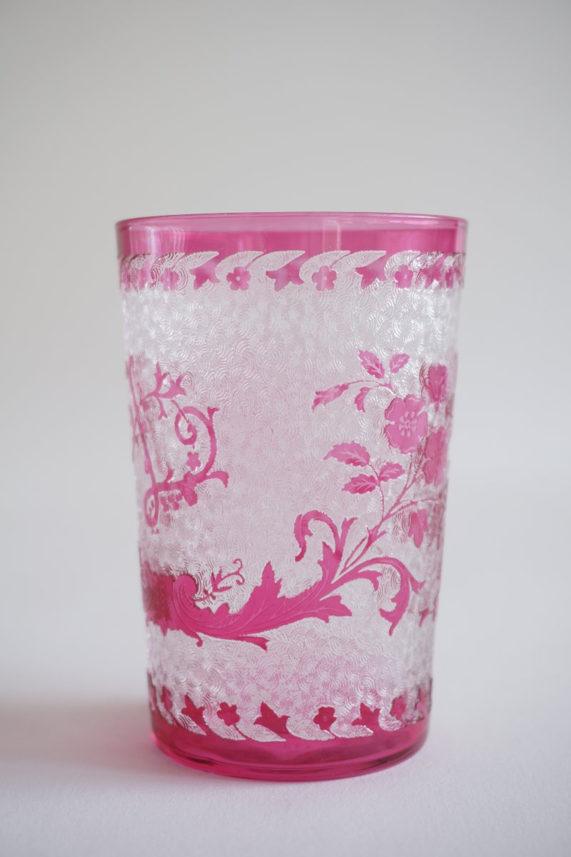 Verre, gobelet art nouveau cristal overlay Baccarat, Saint Louis?-photo-4