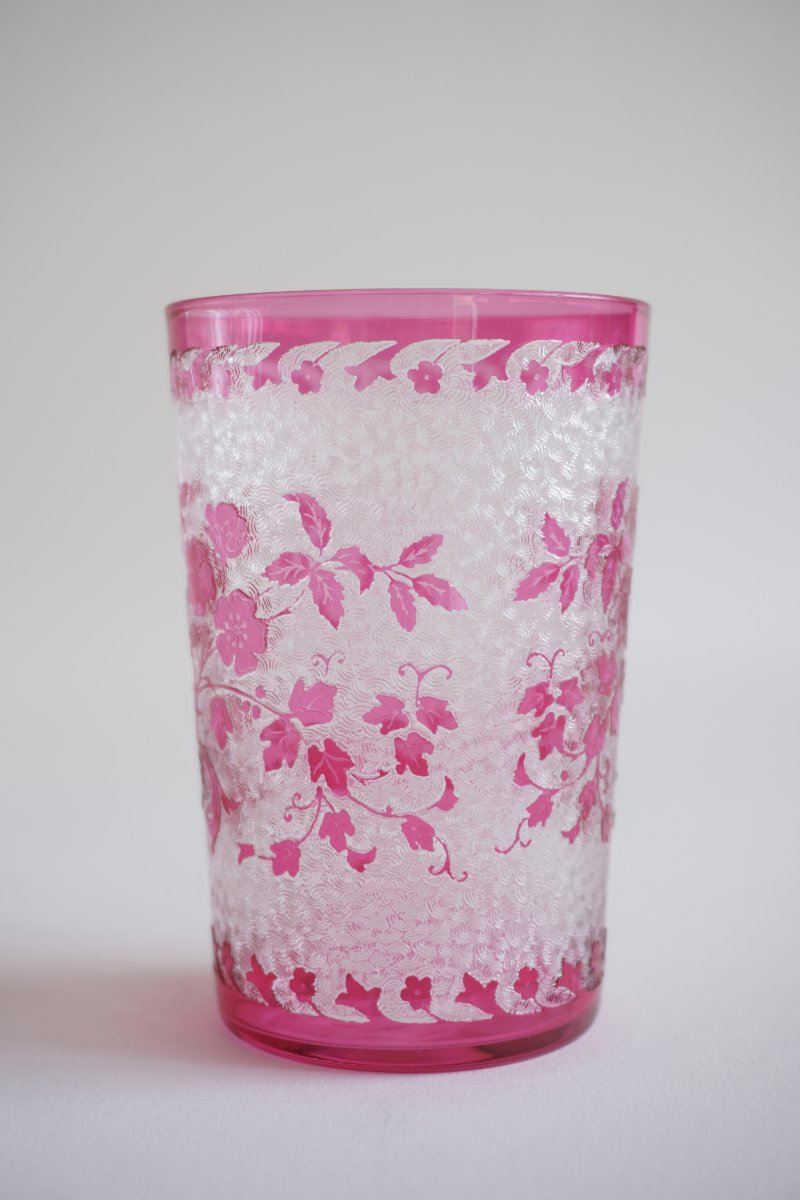 Verre, gobelet art nouveau cristal overlay Baccarat, Saint Louis?-photo-3