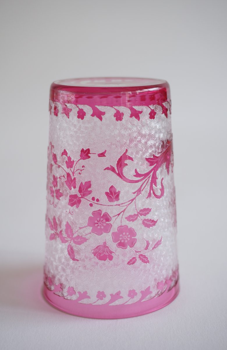 Verre, gobelet art nouveau cristal overlay Baccarat, Saint Louis?-photo-4