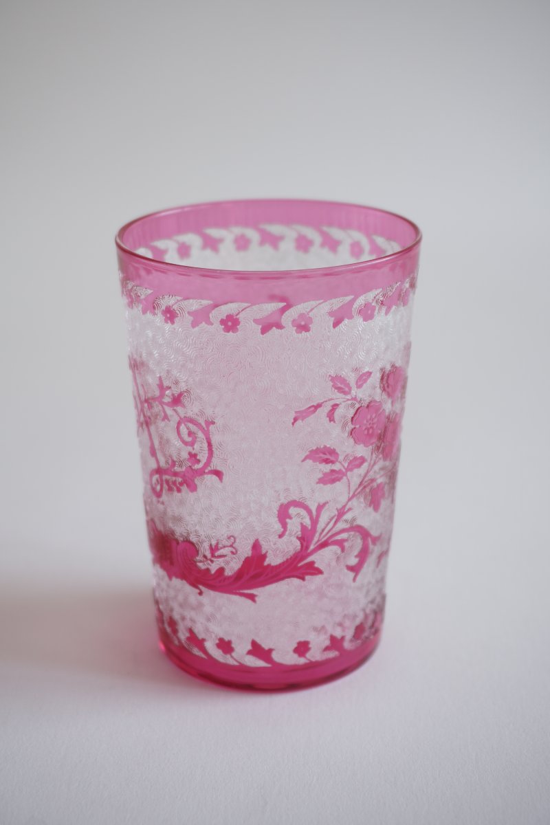 Verre, gobelet art nouveau cristal overlay Baccarat, Saint Louis?-photo-6