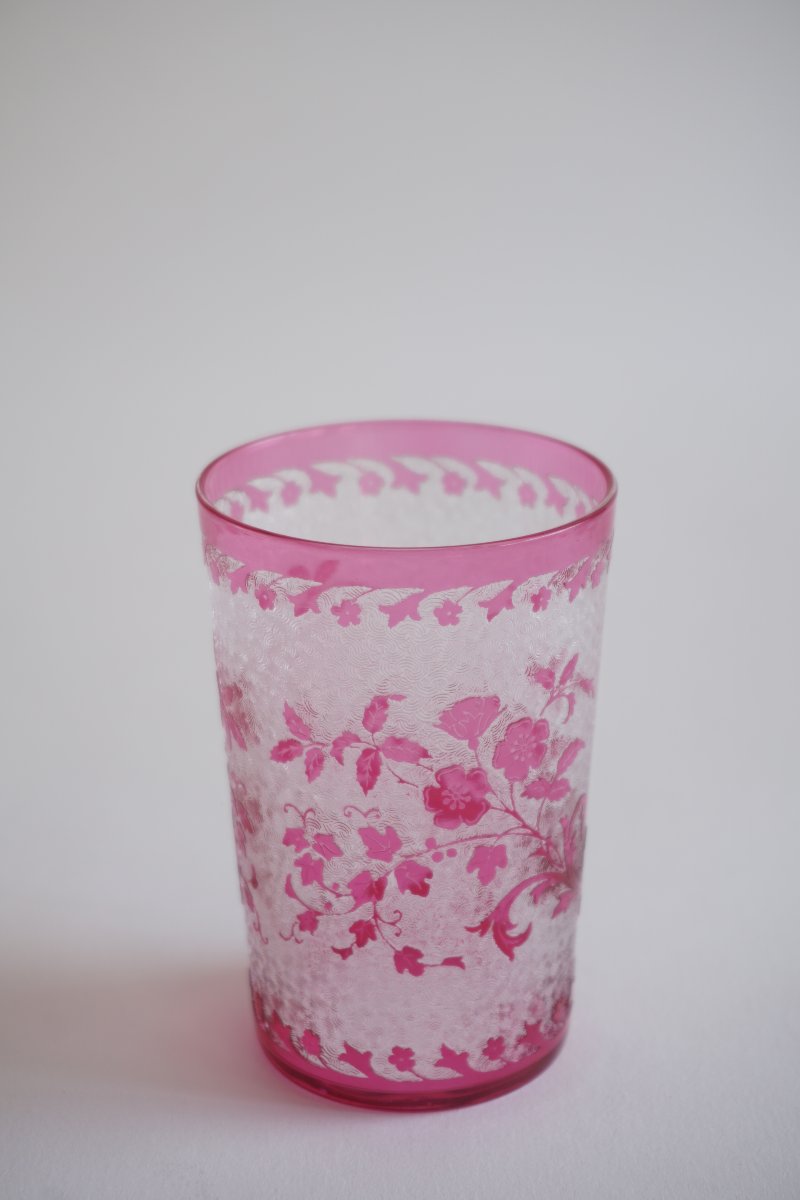 Verre, gobelet art nouveau cristal overlay Baccarat, Saint Louis?-photo-7