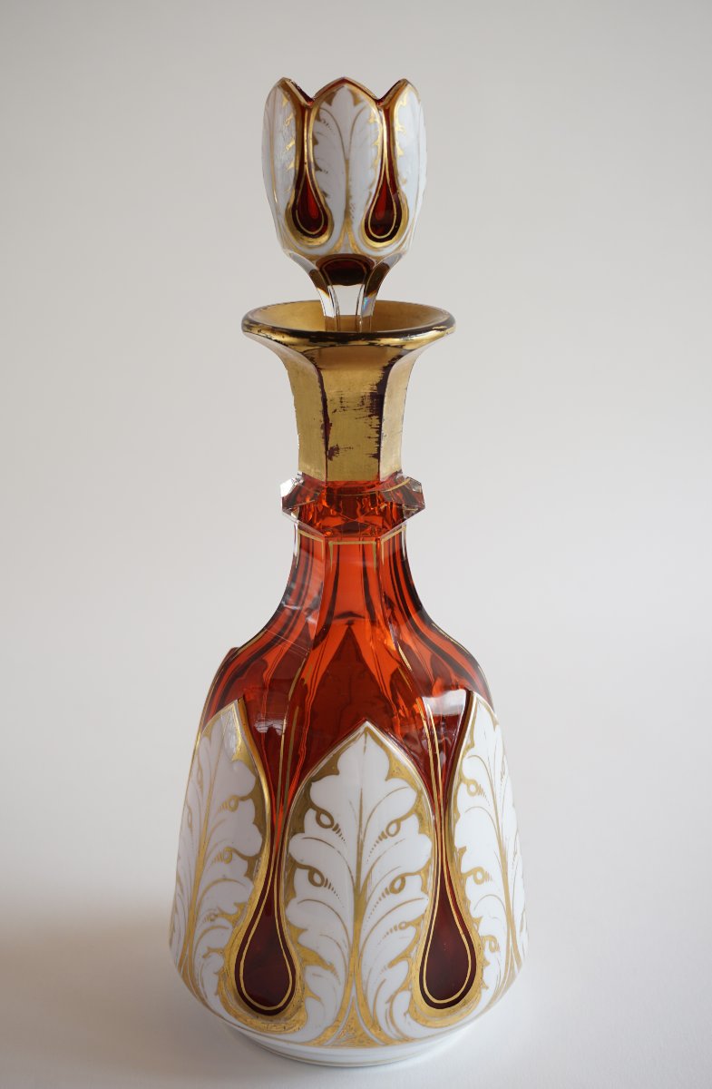 Red Crystal Decanter Overlay Mid-19th Century-photo-2
