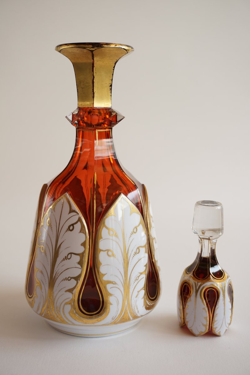 Red Crystal Decanter Overlay Mid-19th Century-photo-3