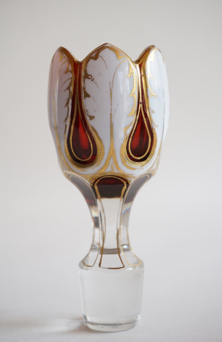 Red Crystal Decanter Overlay Mid-19th Century-photo-5