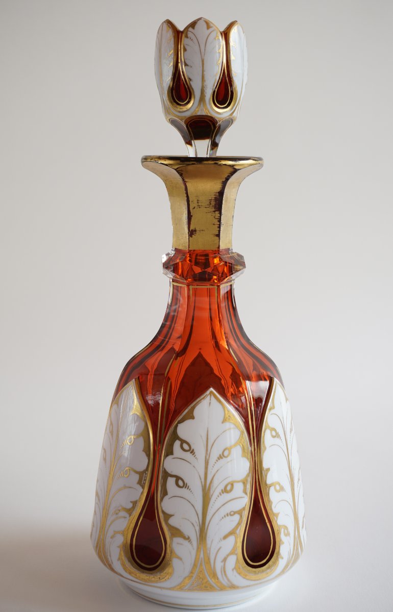 Red Crystal Decanter Overlay Mid-19th Century